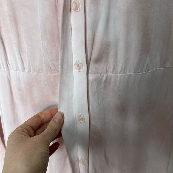 Cloth & Stone Shirt Dress Womens XS Banded Collar Curved Hem Button Front Pink - Picture 3 of 11